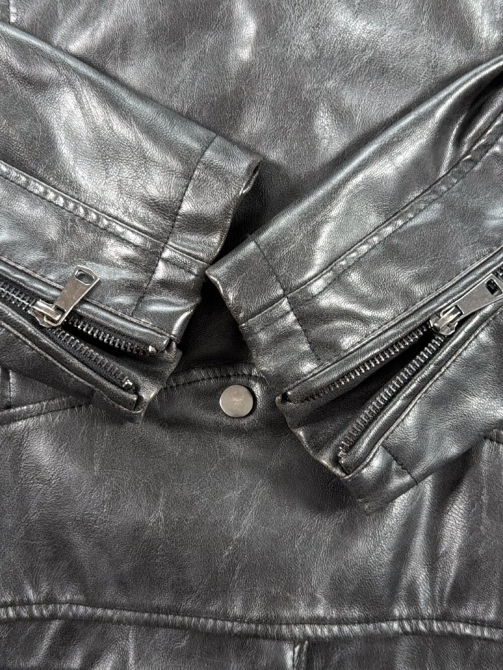 7 For All Mankind Faux Leather Moto Biker Jacket Women's M Black - Picture 5 of 11